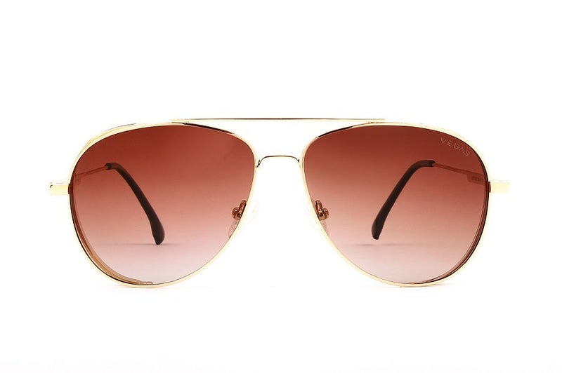 VEGAS Full Rim Aviator Unisex Saddle Brown  Sunglasses V2108 C2 - Image 1